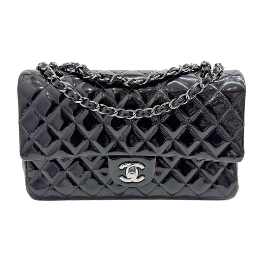 Classic Double Flap 2014-2015 Matelasse Black Patent Leather Shoulder Bag