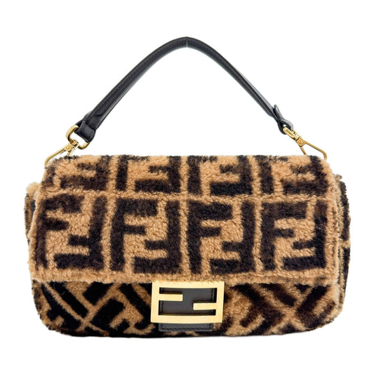Baguette Brown Zucca Canvas Wool Two Way Bag