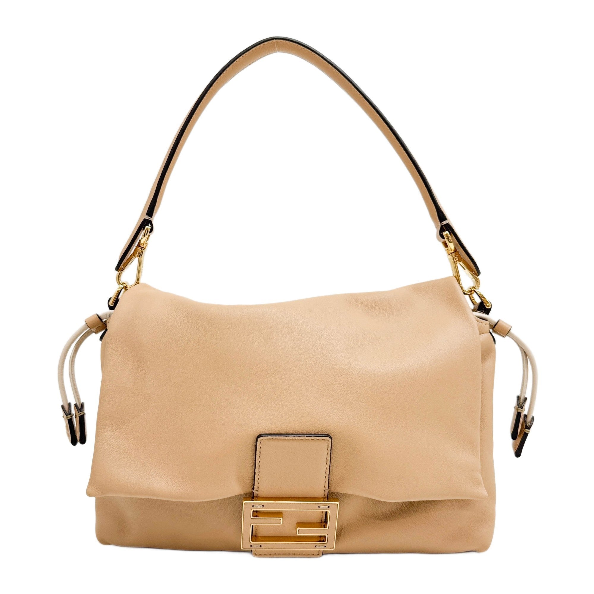 Mamma Baguette Beige Brown Leather Two Way Bag