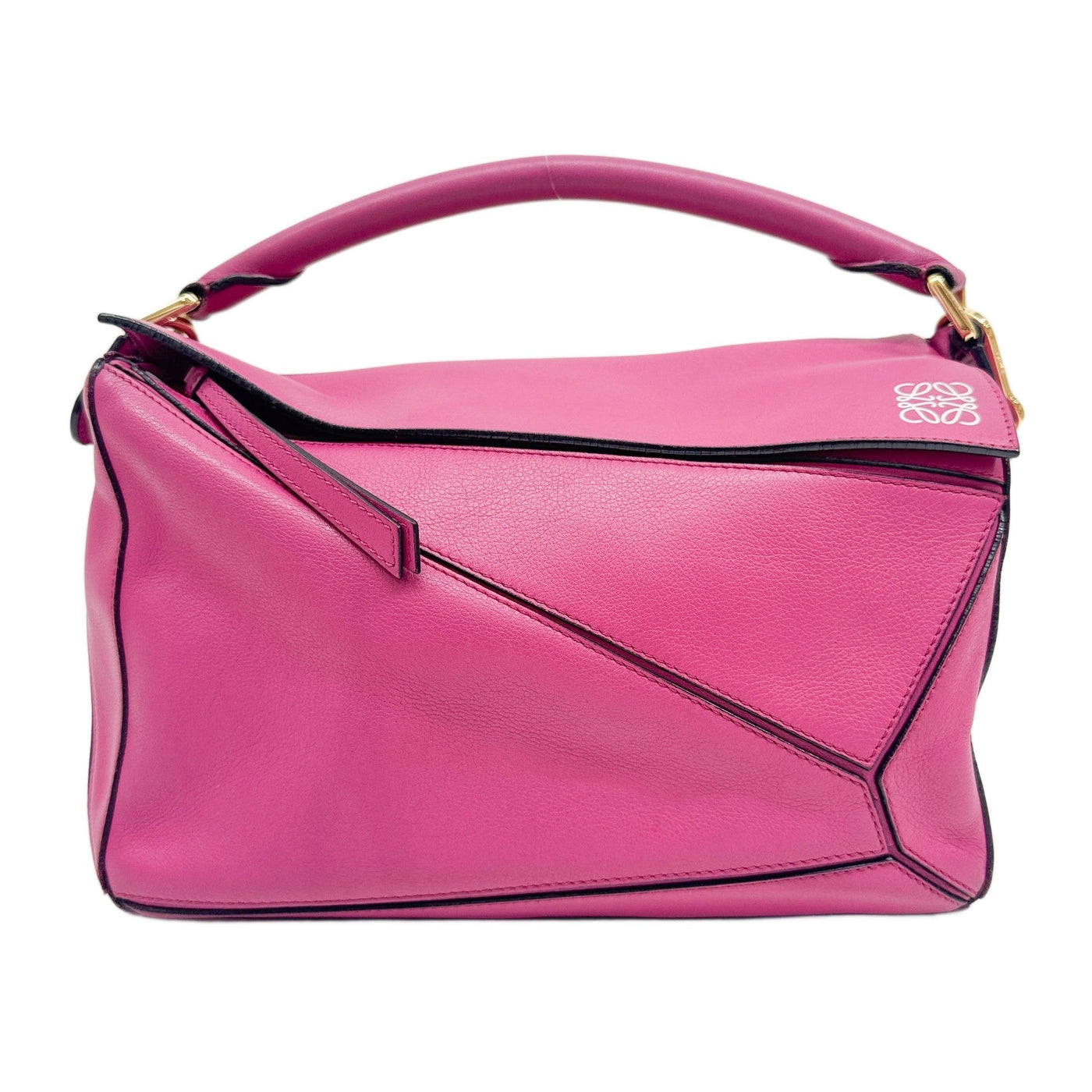 Puzzle Pink Leather Two Way Bag