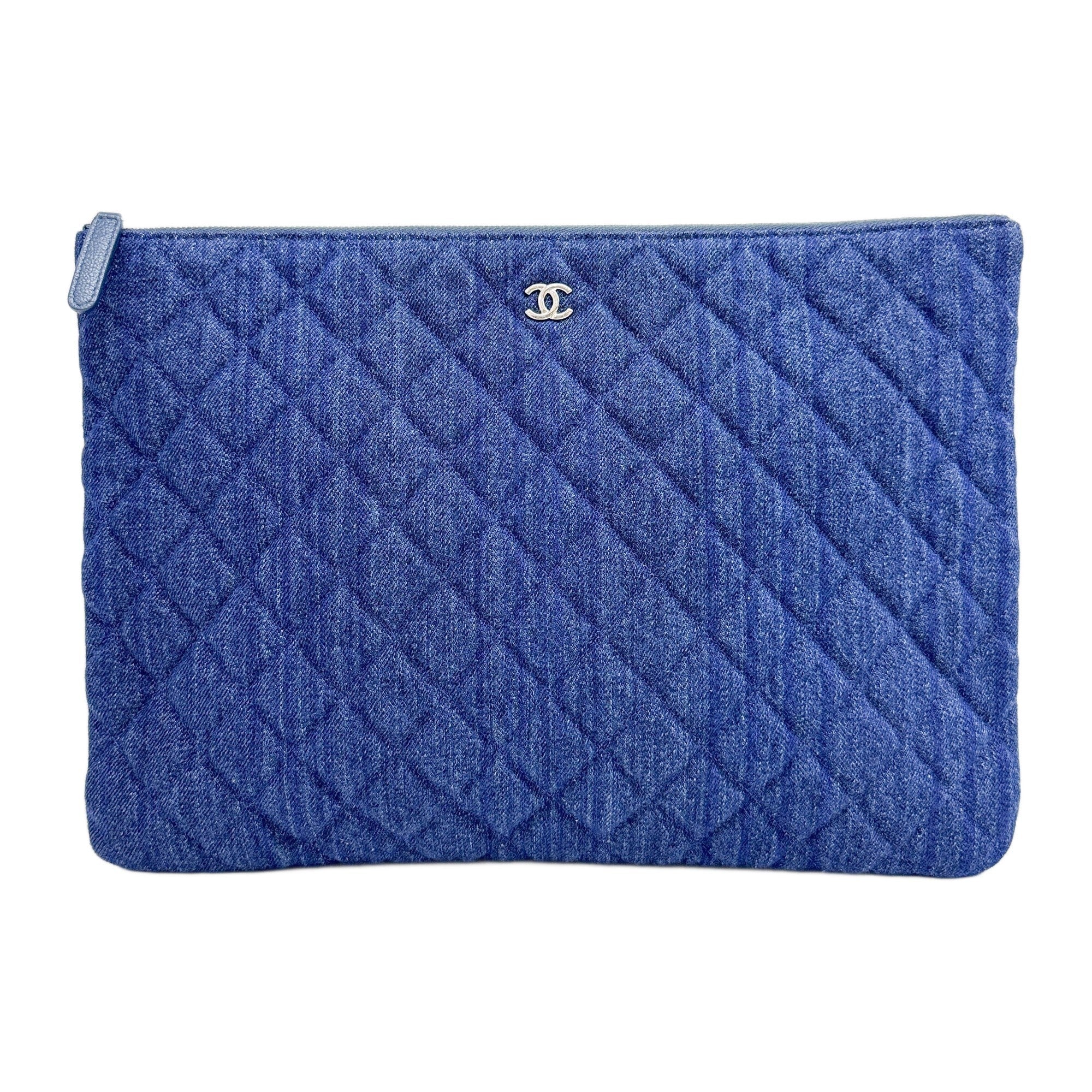 2018 Matelasse Blue Denim Clutch Bag