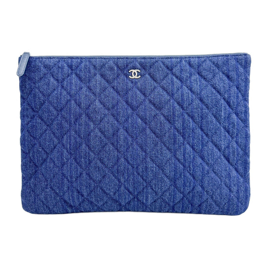 2018 Matelasse Blue Denim Clutch Bag