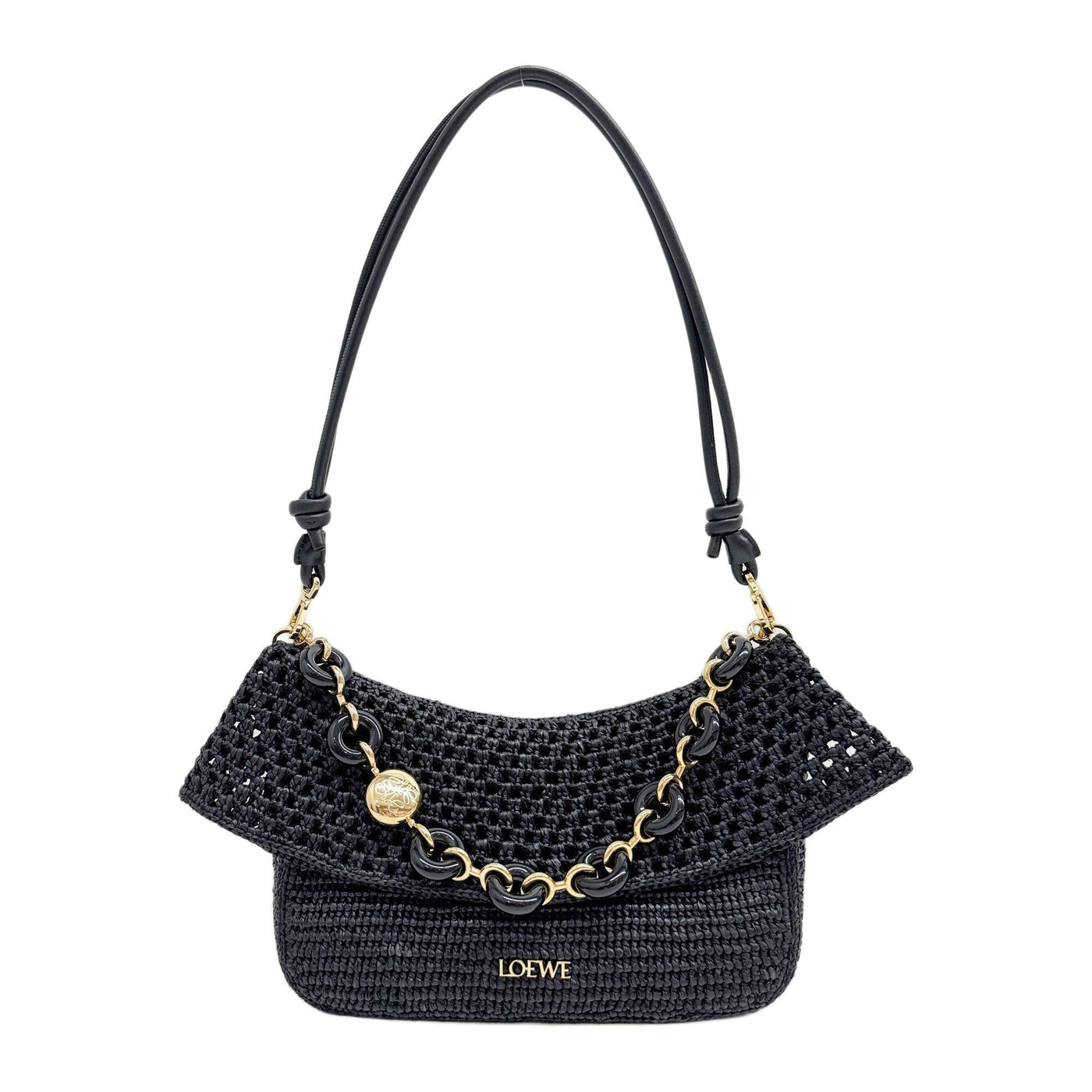 Ola Black Raffia Two Way Bag