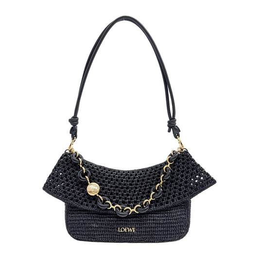 Ola Black Raffia Two Way Bag
