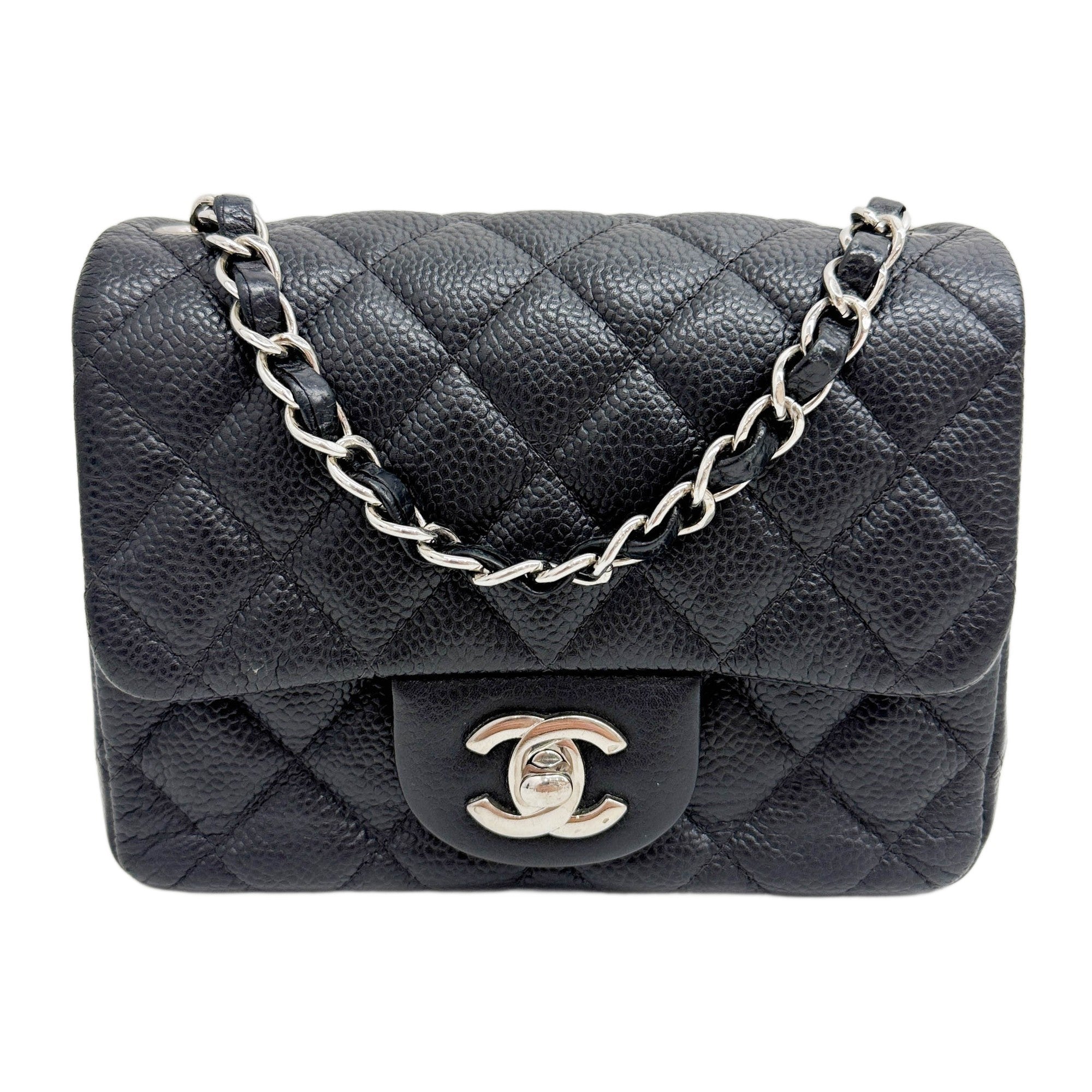Mini Square Classic Flap 2016 Matelasse Black Leather Shoulder Bag