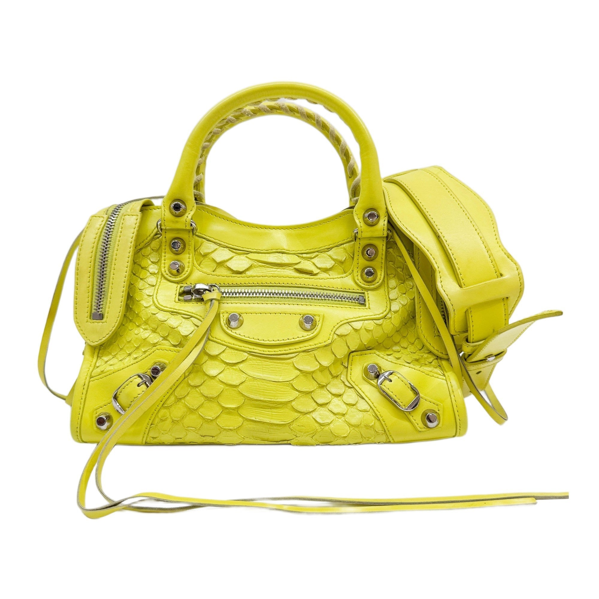 Mini City Yellow Python Handle Bag