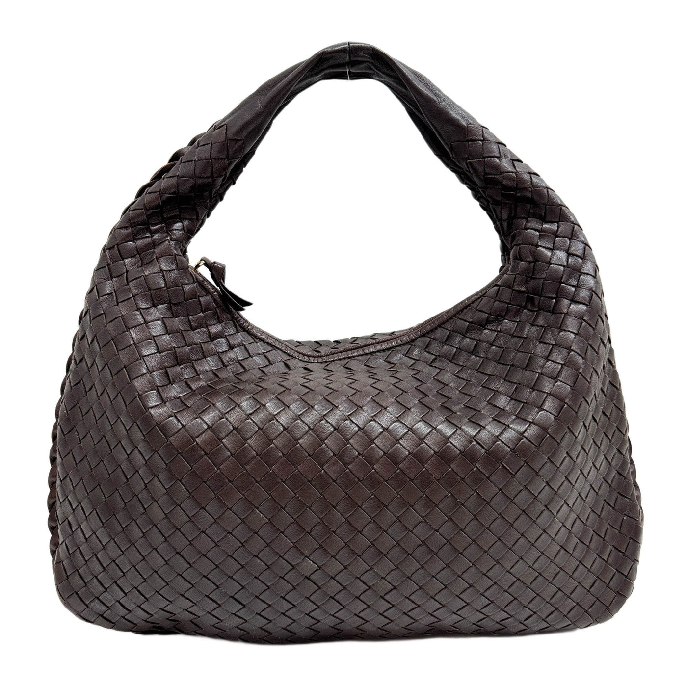 Intrecciato Brown Leather Hobo Shoulder Bag