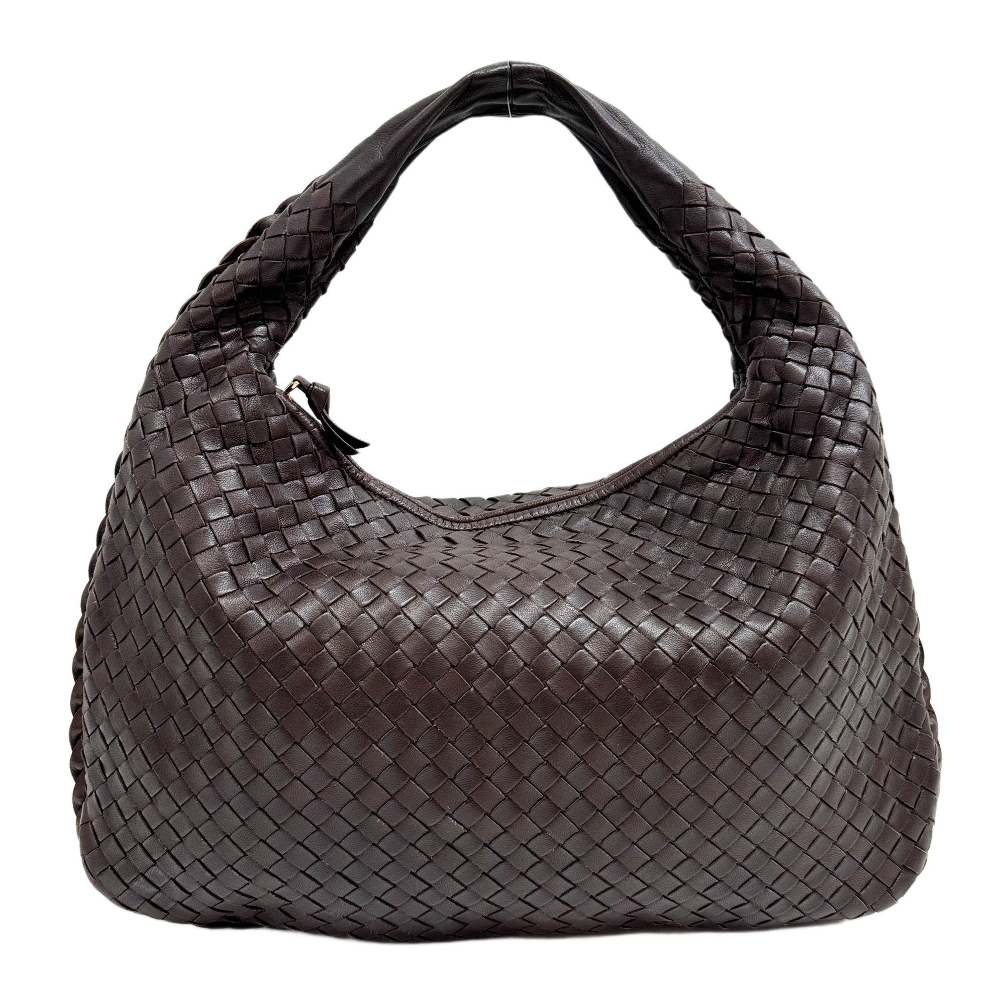 Intrecciato Brown Leather Hobo Shoulder Bag