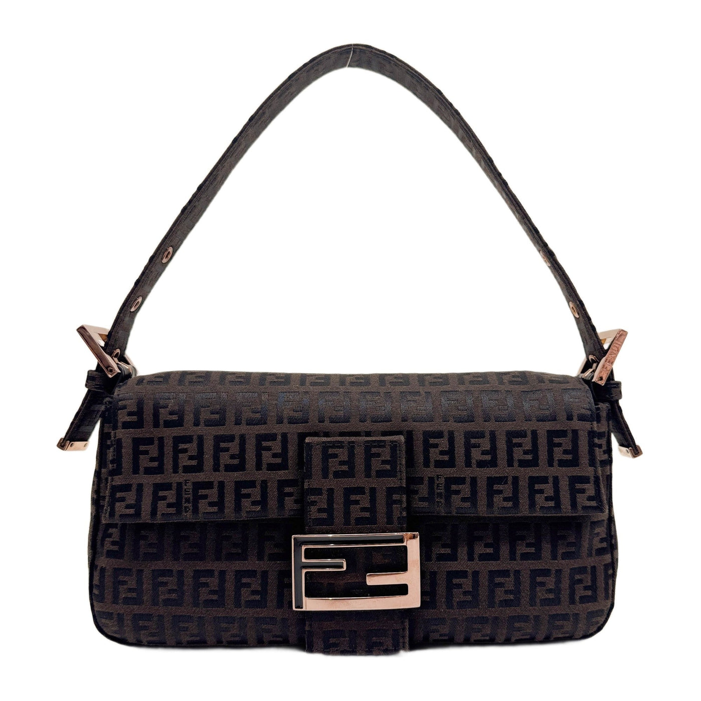 Baguette  Dark Brown Zucchino Canvas Shoulder Bag