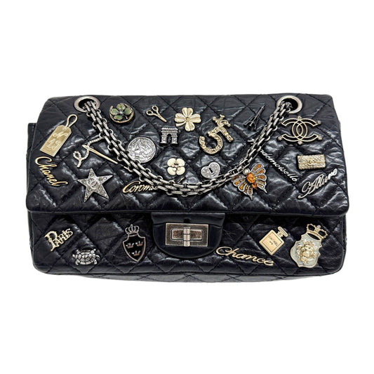 2.55 Lucky Charms Double Flap 2012Black Leather Shoulder Bag