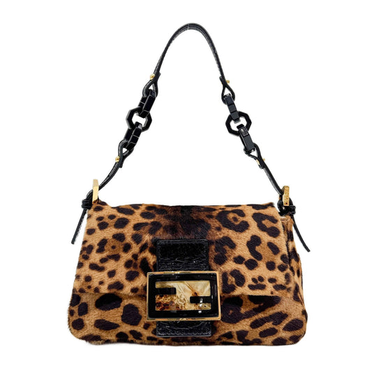 Mini Mamma Baguette Leopard Print Shoulder Bag