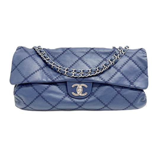Classic Flap 2011 Navy Leather Shoulder Bag