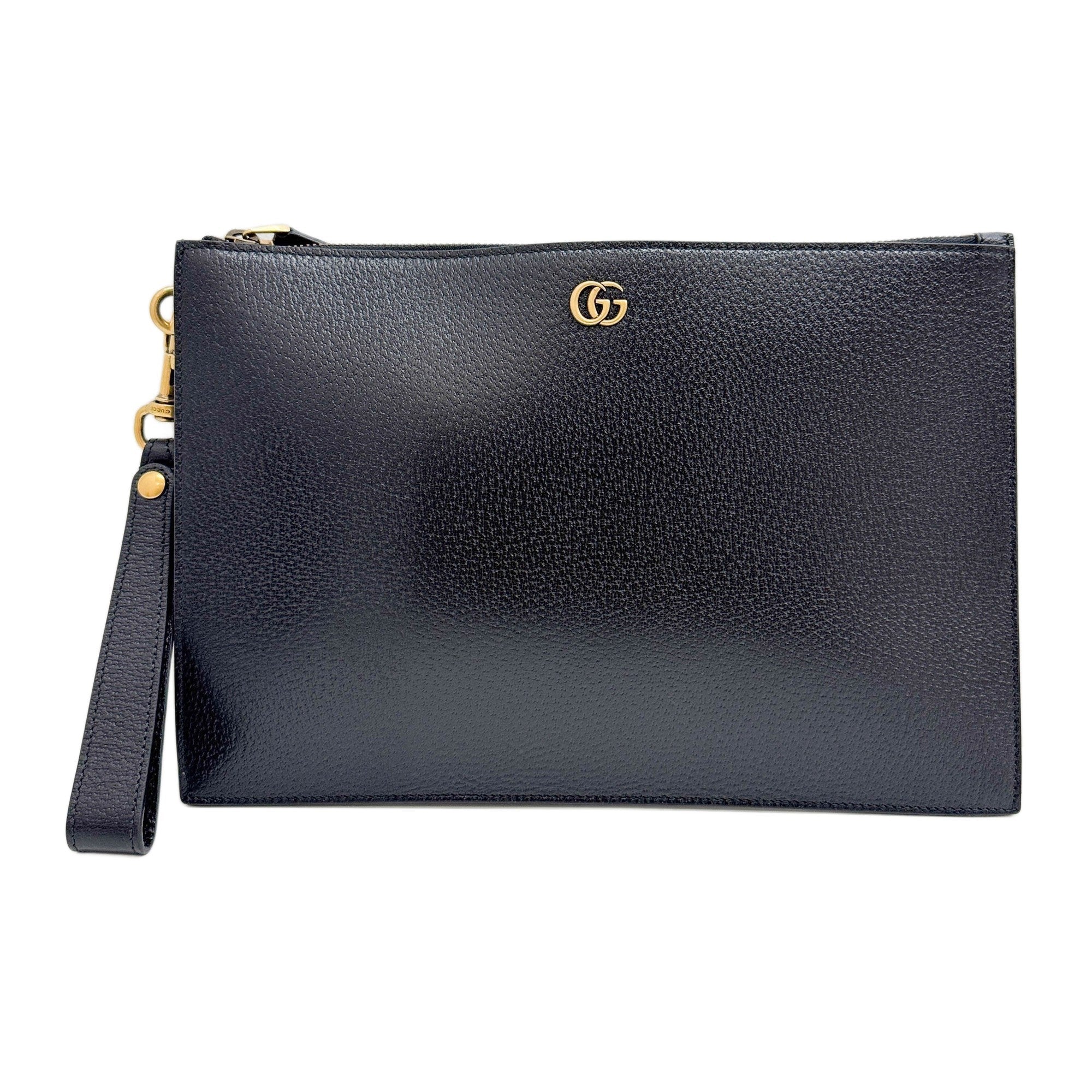 GG Black Leather Clutch Bag