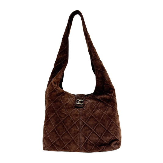 2000-2002 Matelasse Brown Suede Shoulder Bag