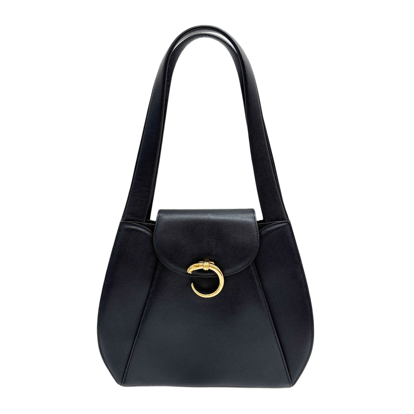 Panthere Black Leather Shoulder Bag