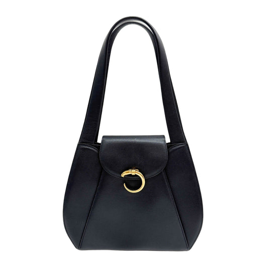 Panthere Black Leather Shoulder Bag