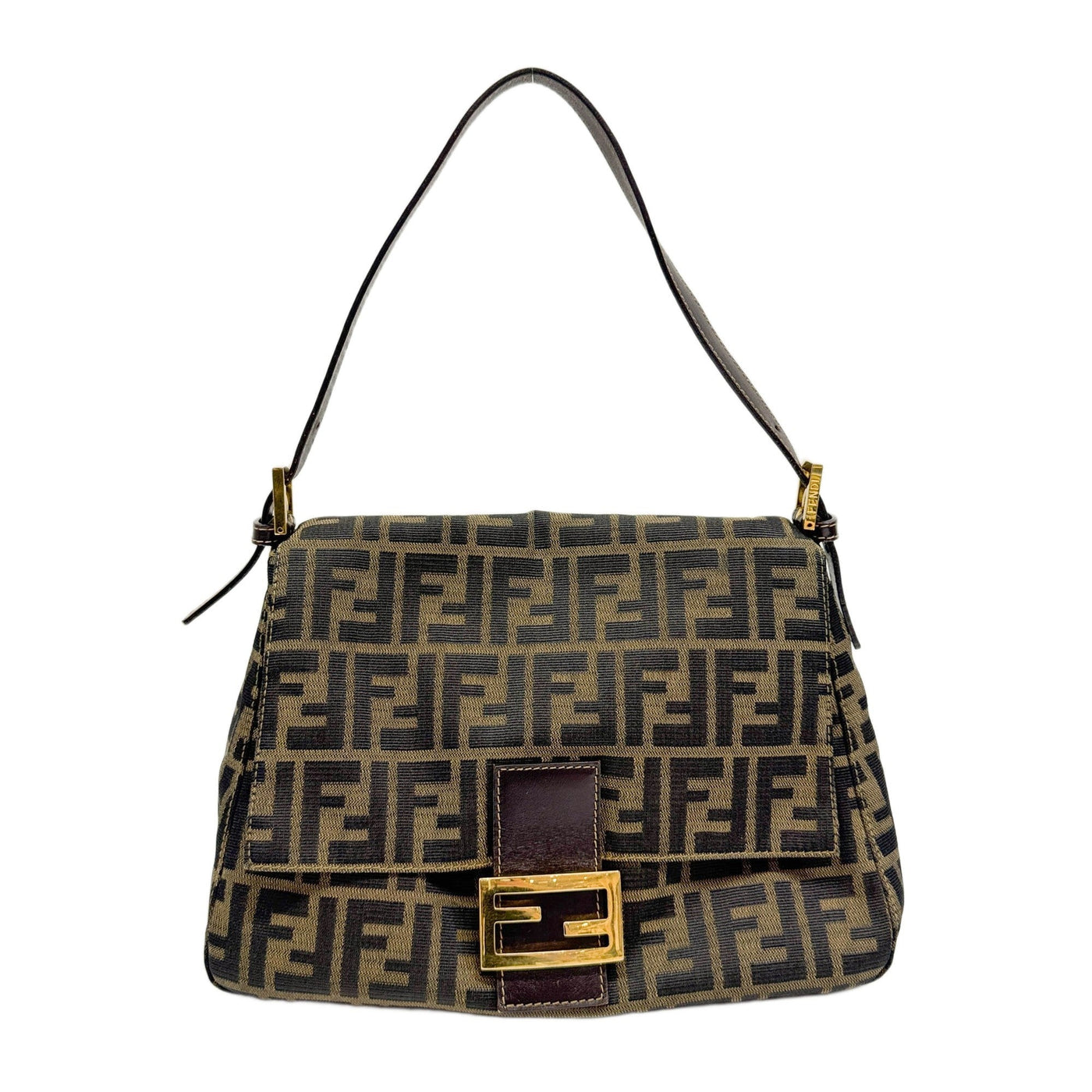 Mamma Baguette Brown Zucca Canvas Shoulder Bag