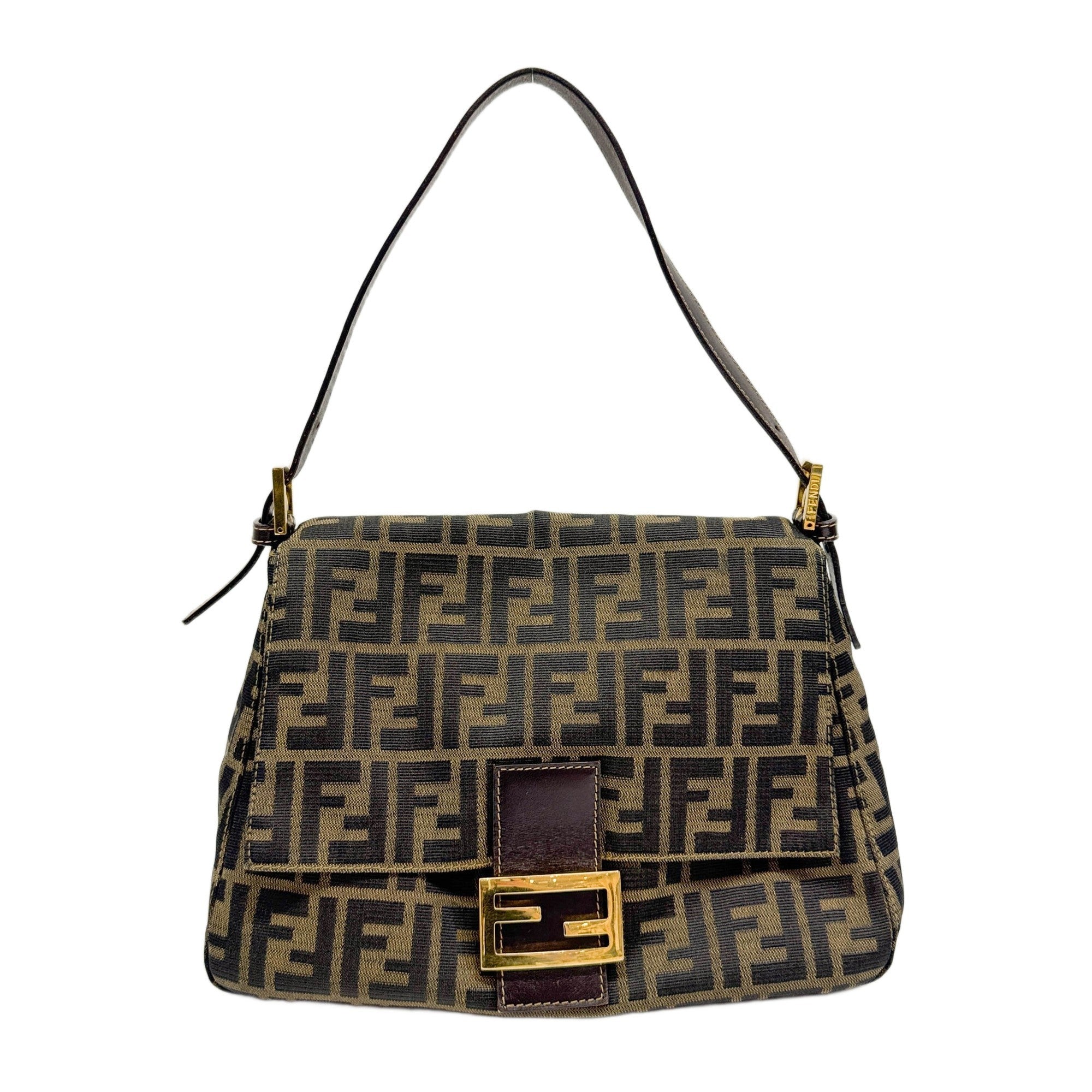 Mamma Baguette Brown Zucca Canvas Shoulder Bag