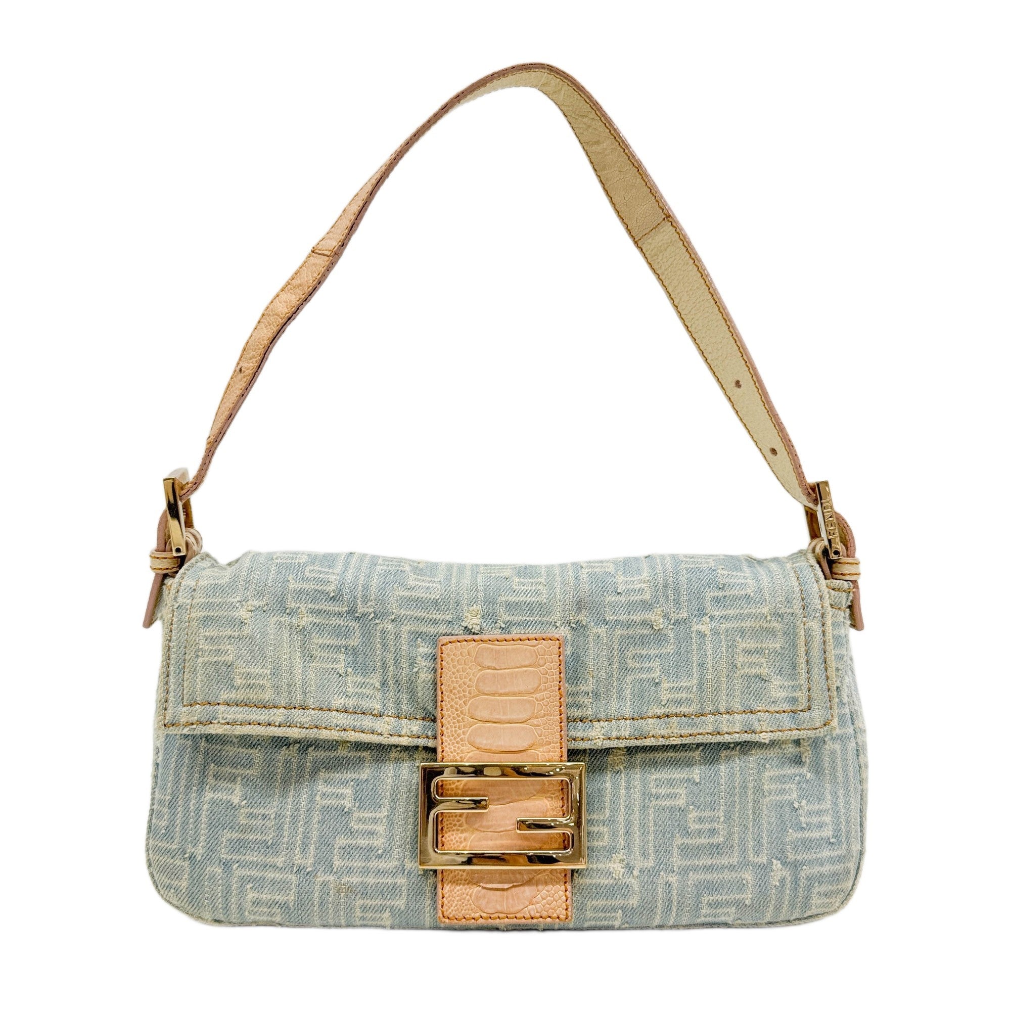 Baguette  Zucca Denim with Python Shoulder Bag
