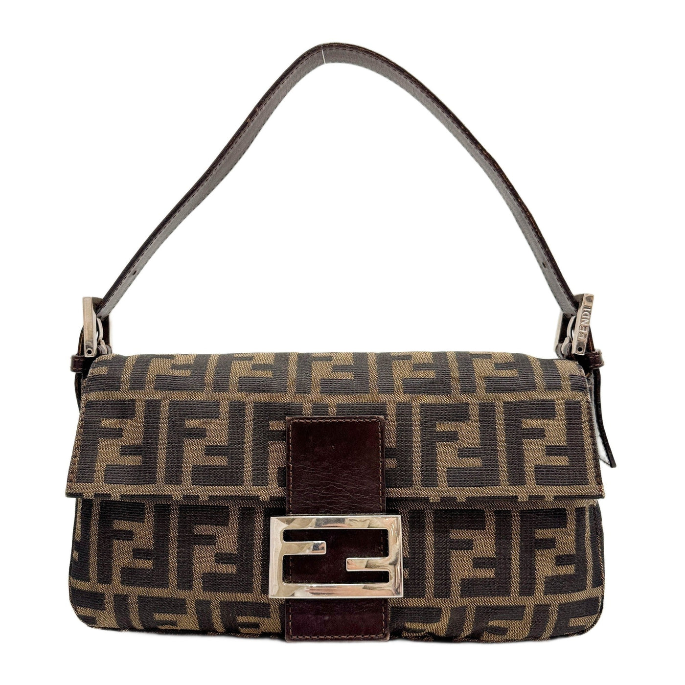 Baguette Brown Zucca Canvas Shoulder Bag