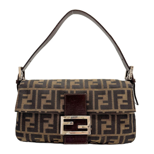 Baguette Brown Zucca Canvas Shoulder Bag