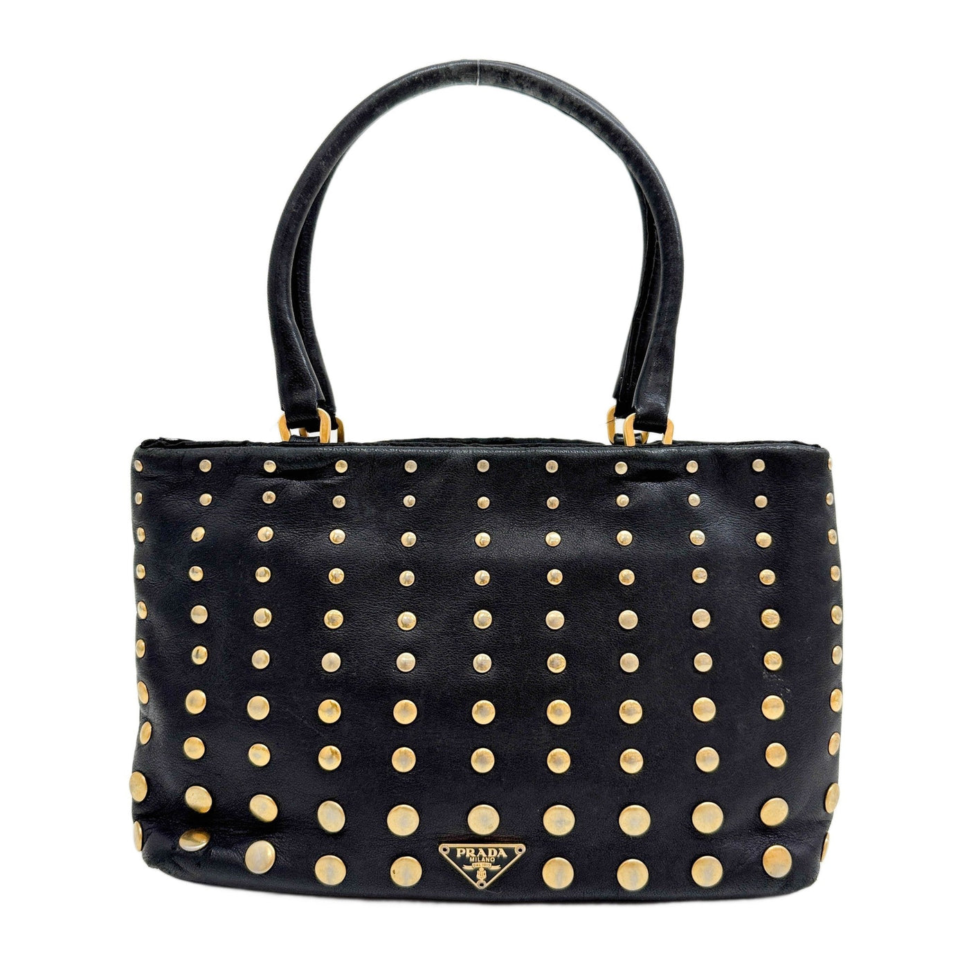 Beaded Black Leather Hand Bag