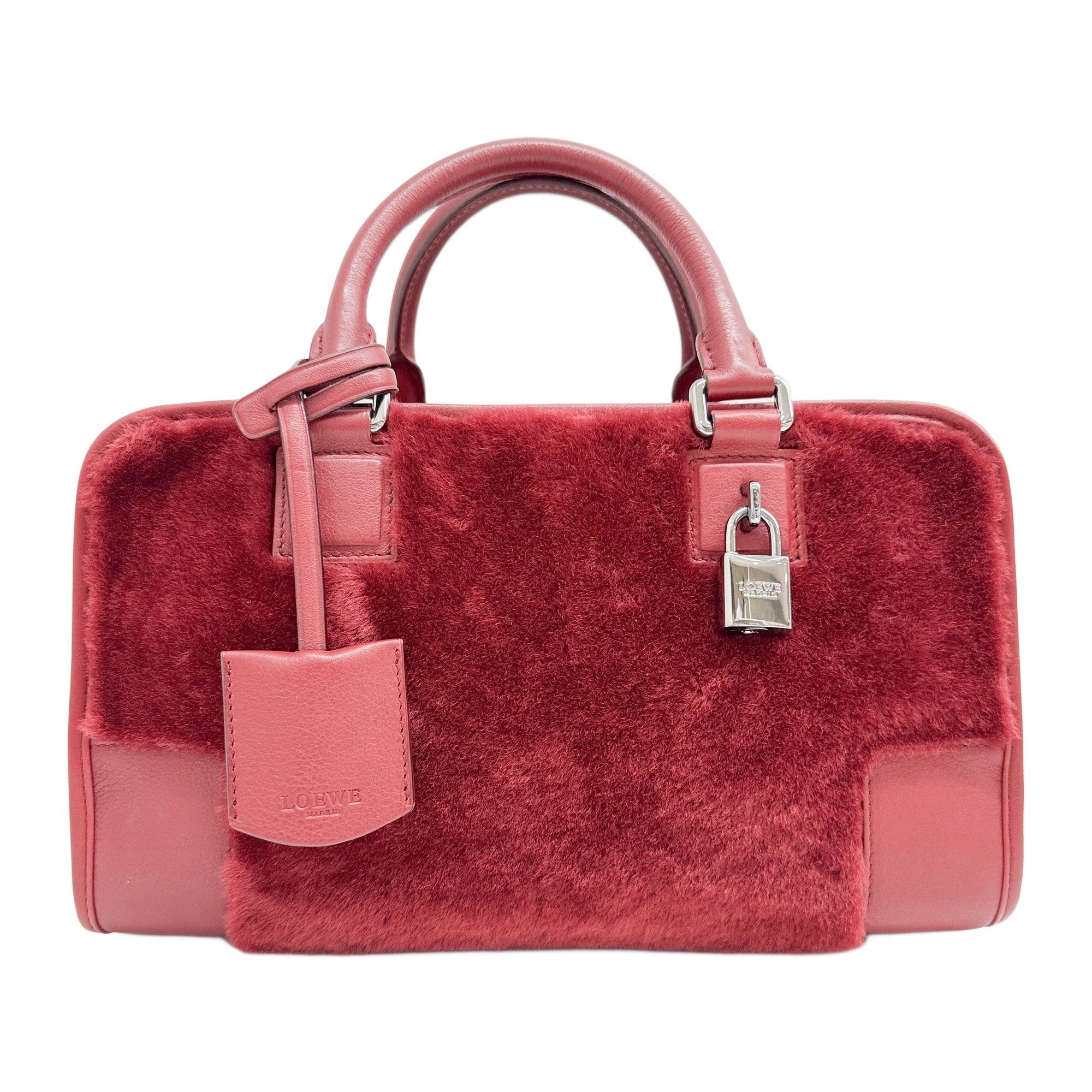 Amazona Red Fur Hand Bag