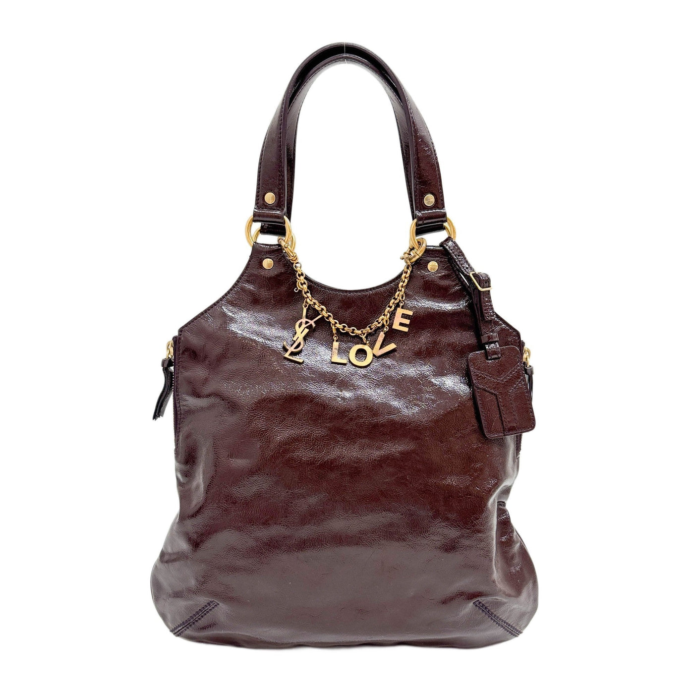 Brown Patent Leather Shoulder Bag