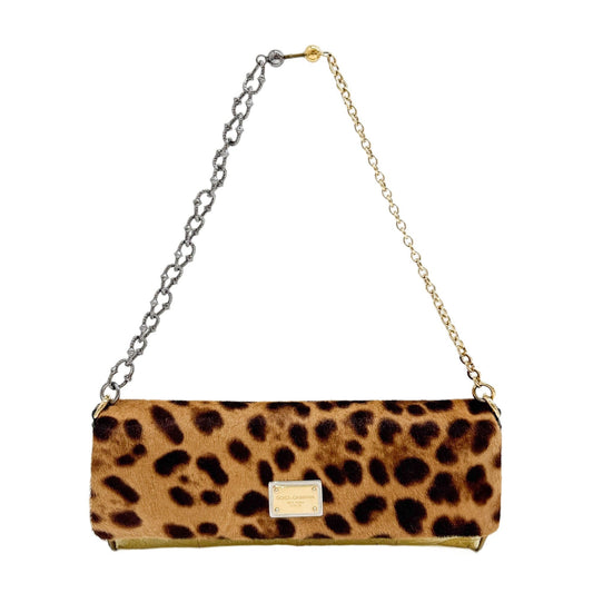 Brown Leopard Print Pony Hair Shoulder Bag