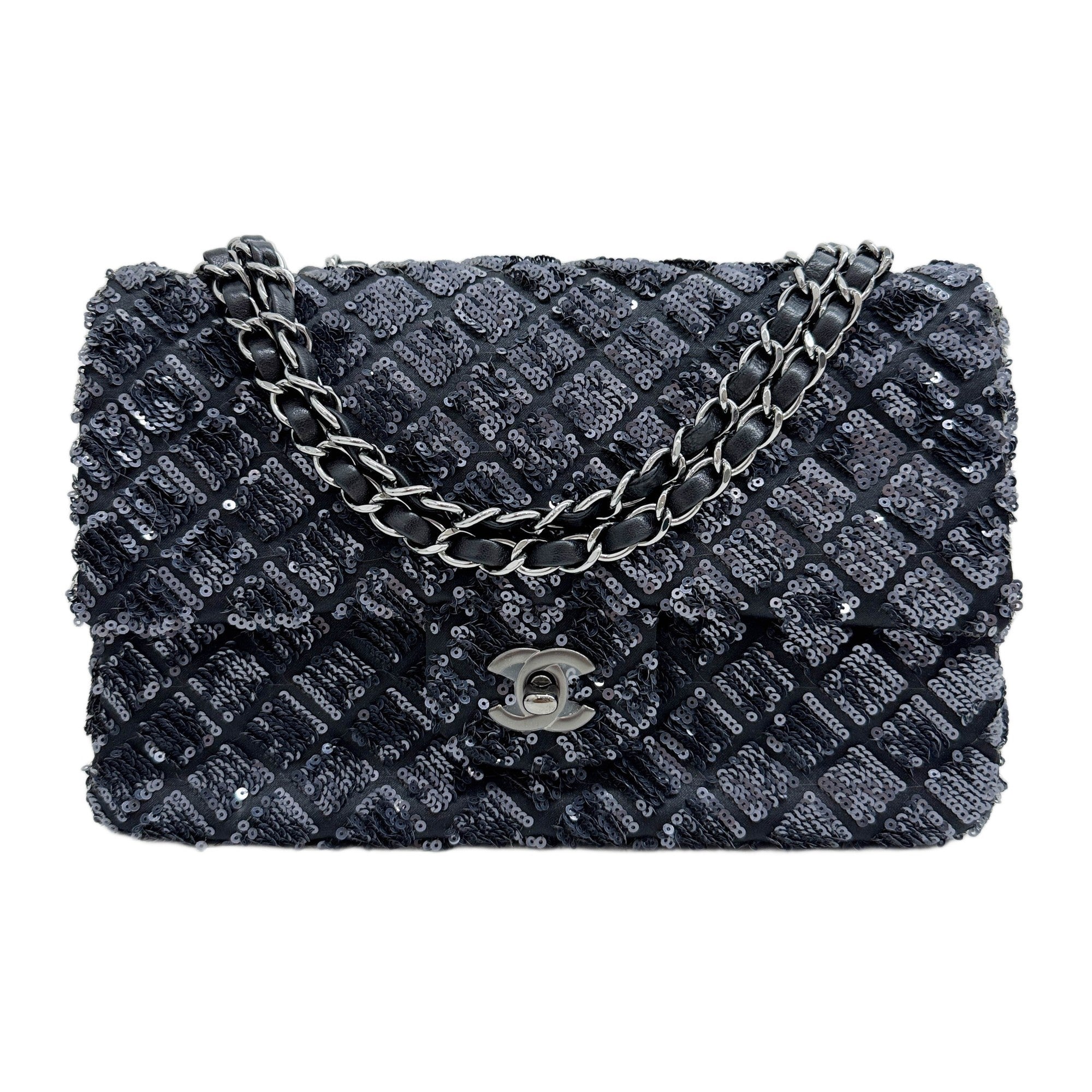 Classic Flap 2012-2013 Matelasse Dark Navy Sequin Shoulder Bag