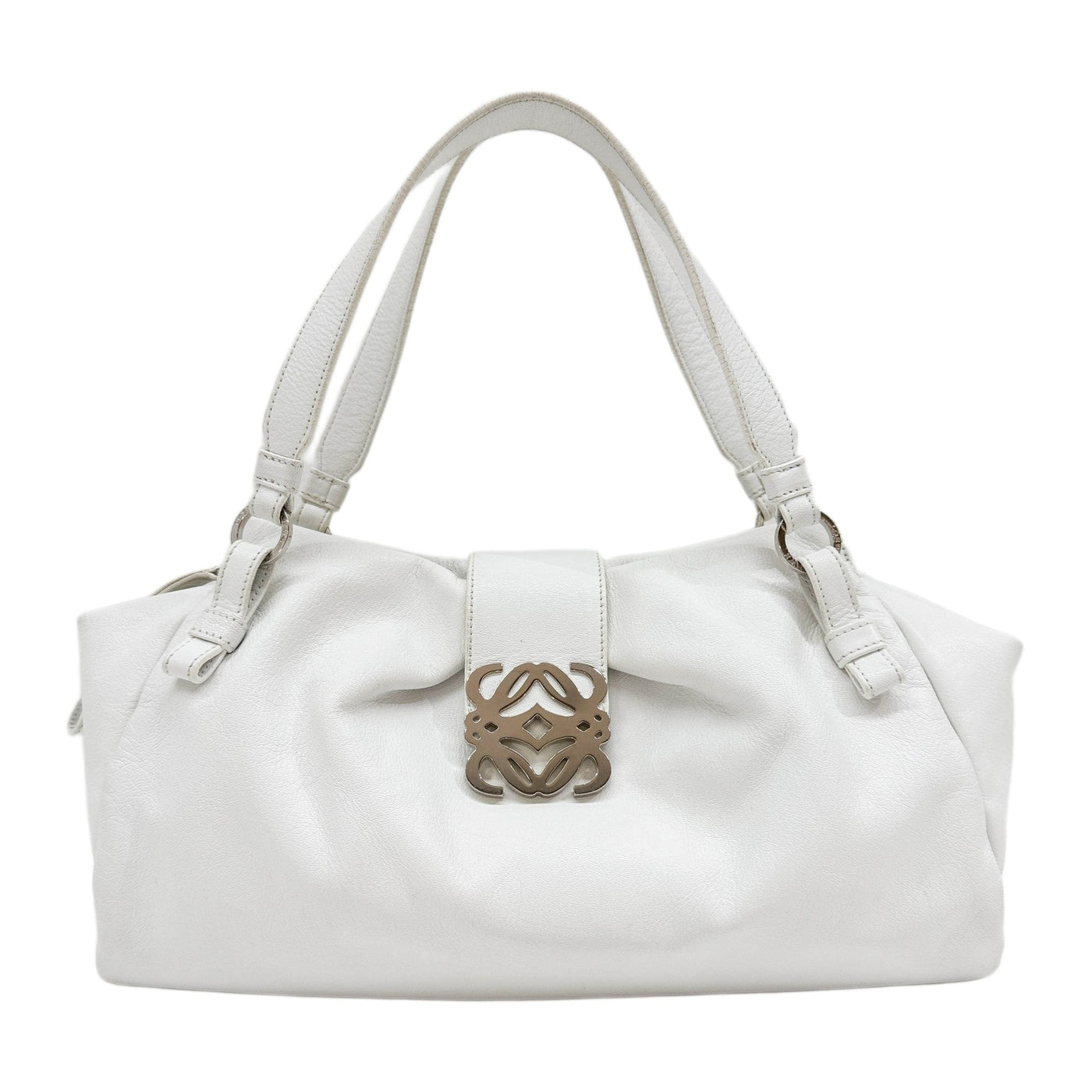 Anagram White Leather Shoulder Bag