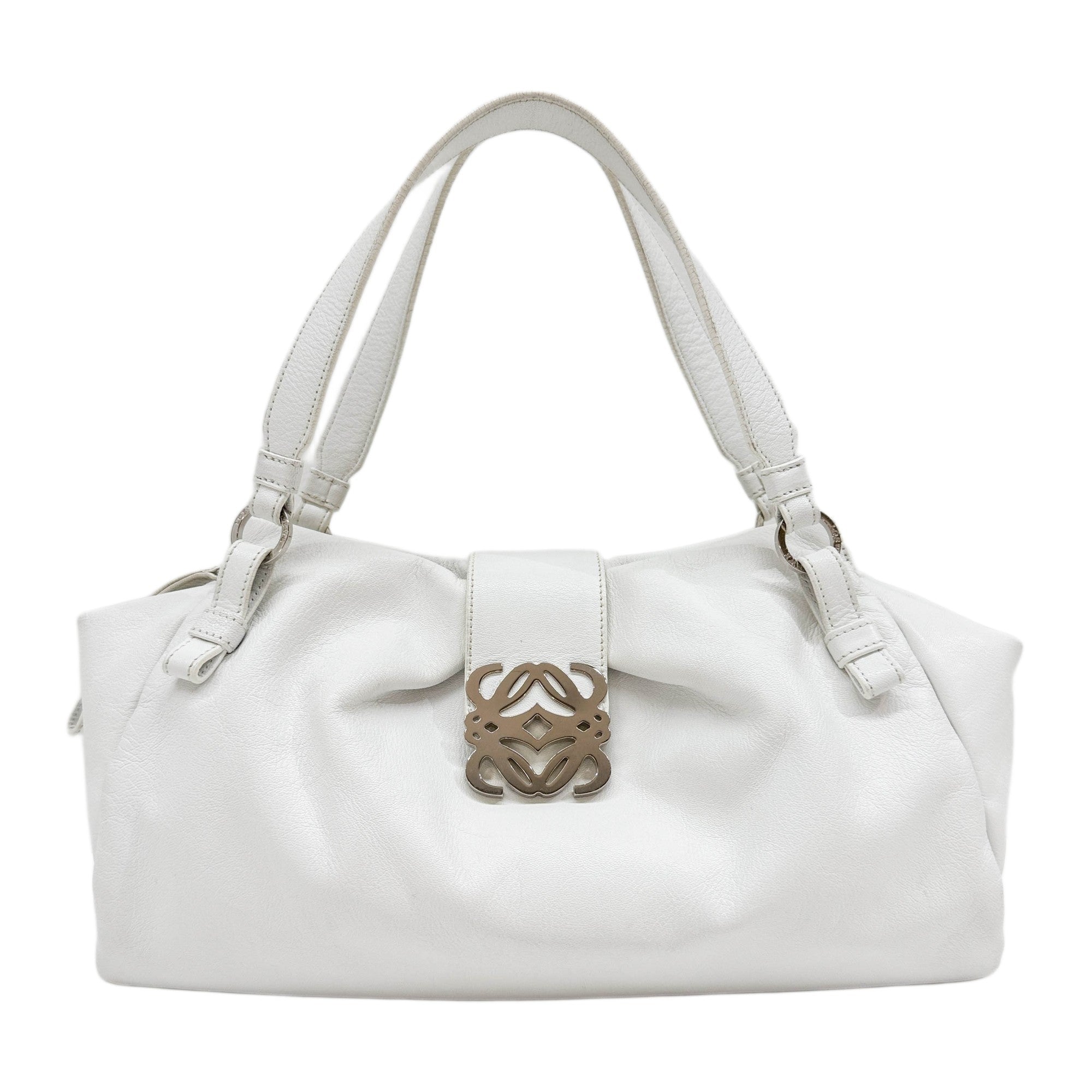 Anagram White Leather Shoulder Bag