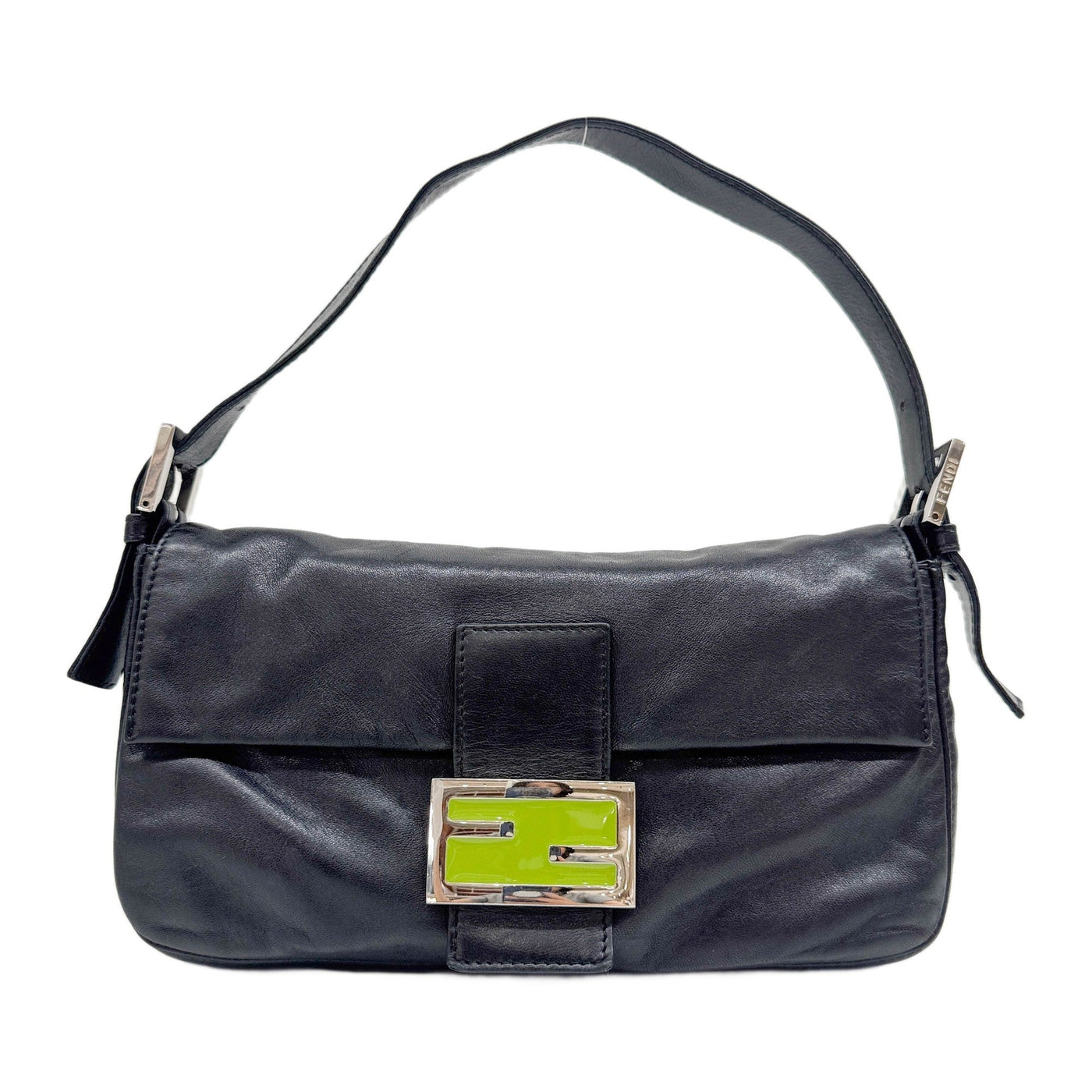 Baguette Black Leather Shoulder Bag