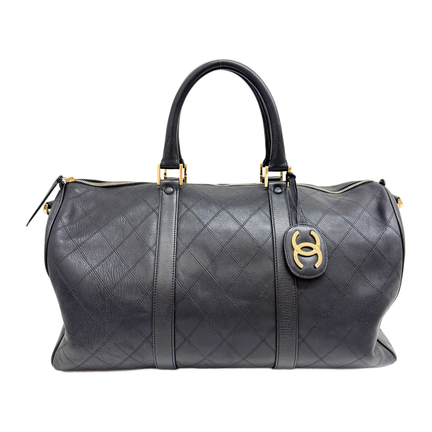 Boston 1991-1994 Matelasse Black Leather Two Way Bag