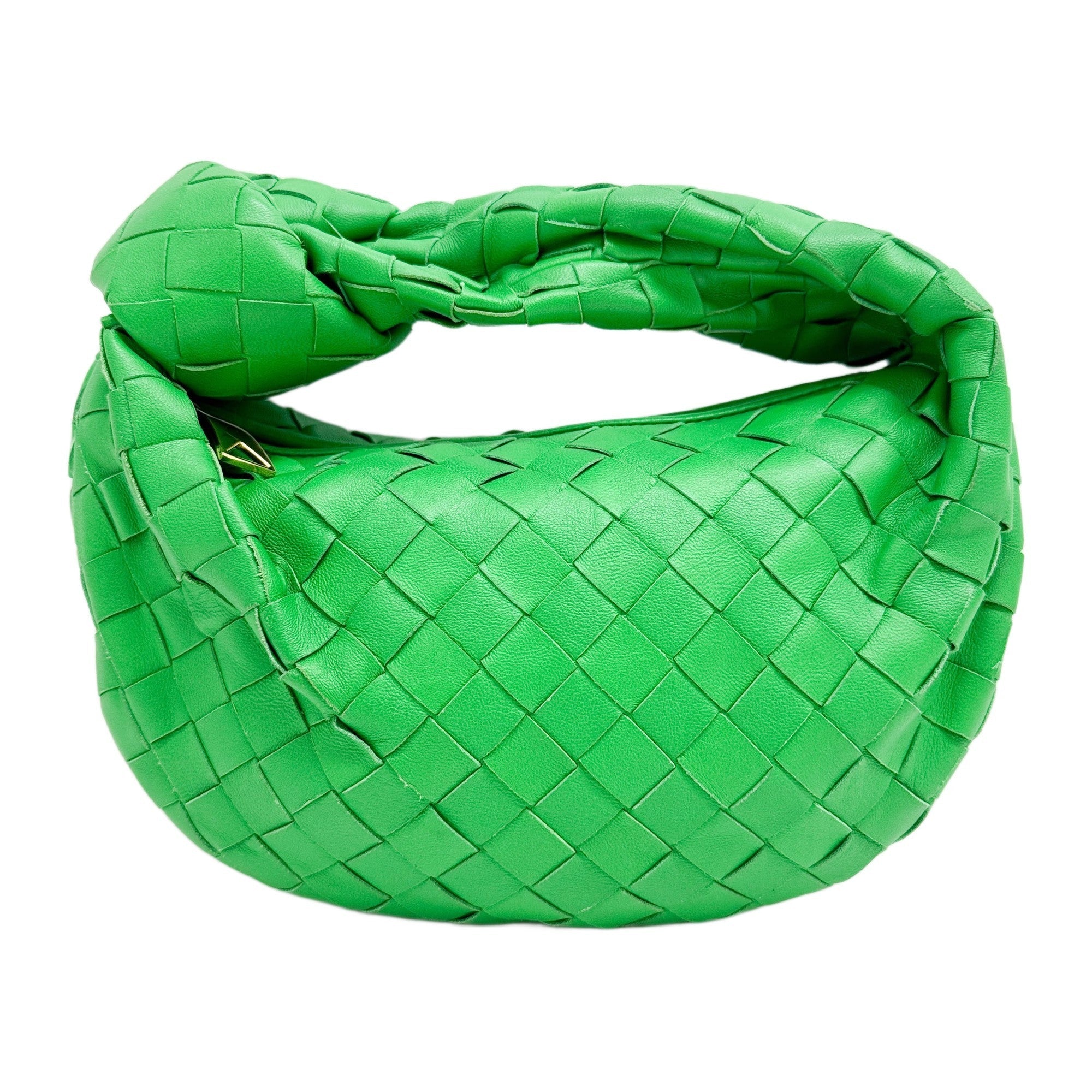 Mini Jodie Intrecciato Green Leather Hand Bag