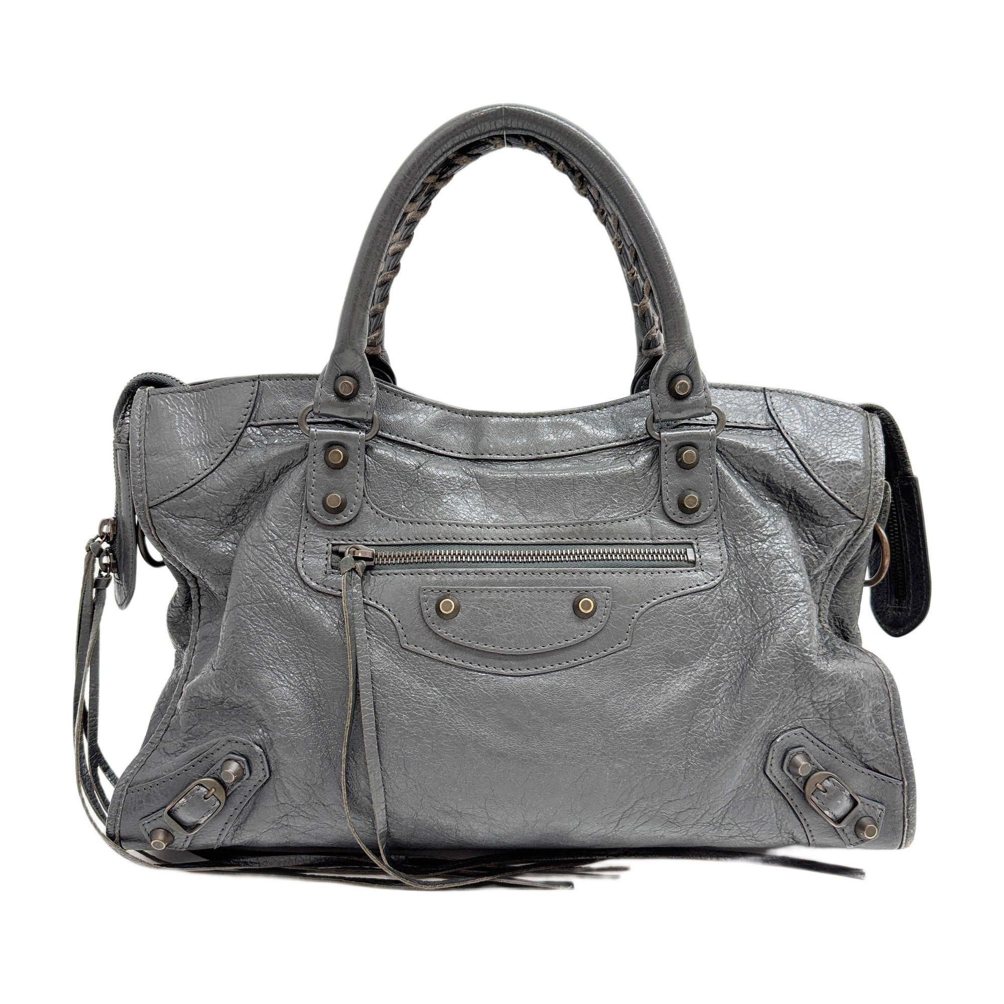 The City Grey Leather Two Way Bag