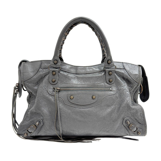 The City Grey Leather Two Way Bag