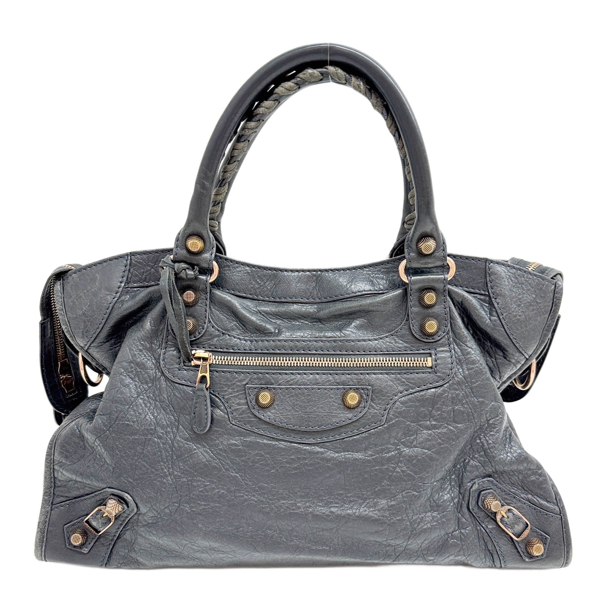 The City Charcoal Grey Leather Two Way Bag
