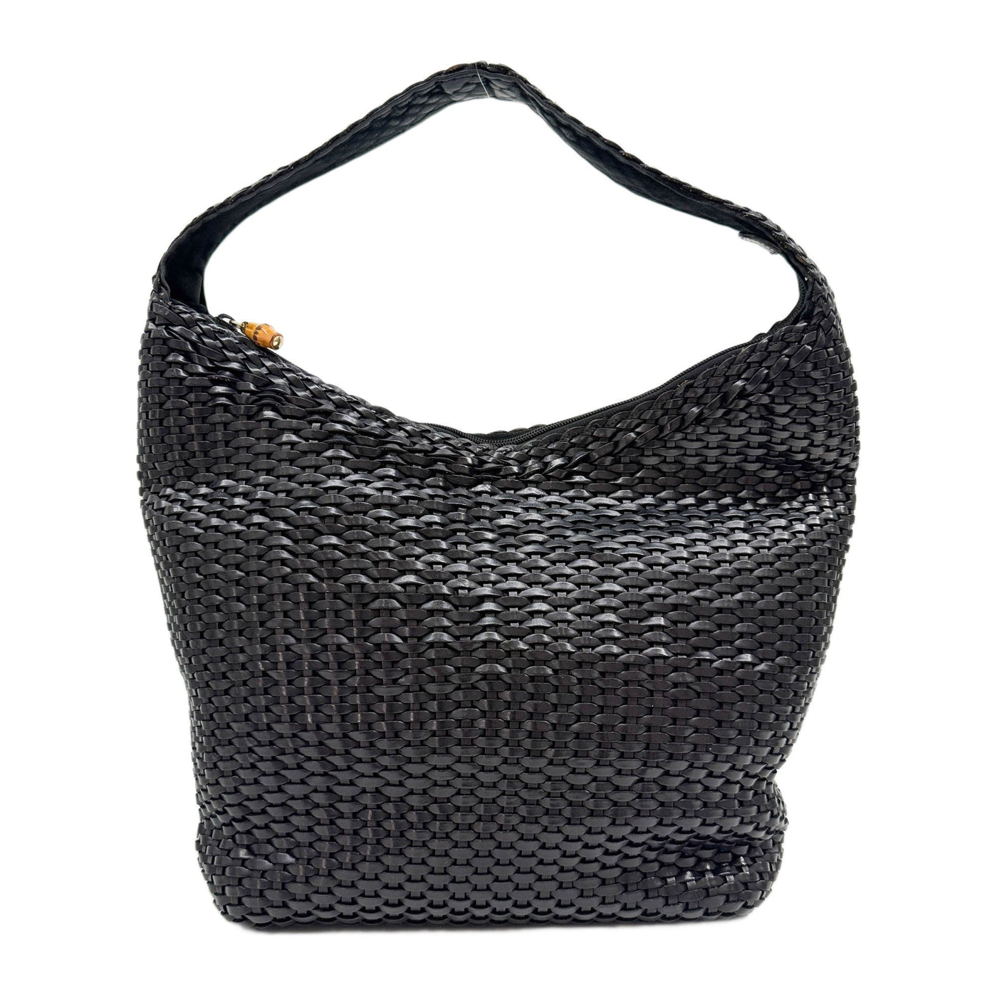 Black Woven Leather Shoulder Bag