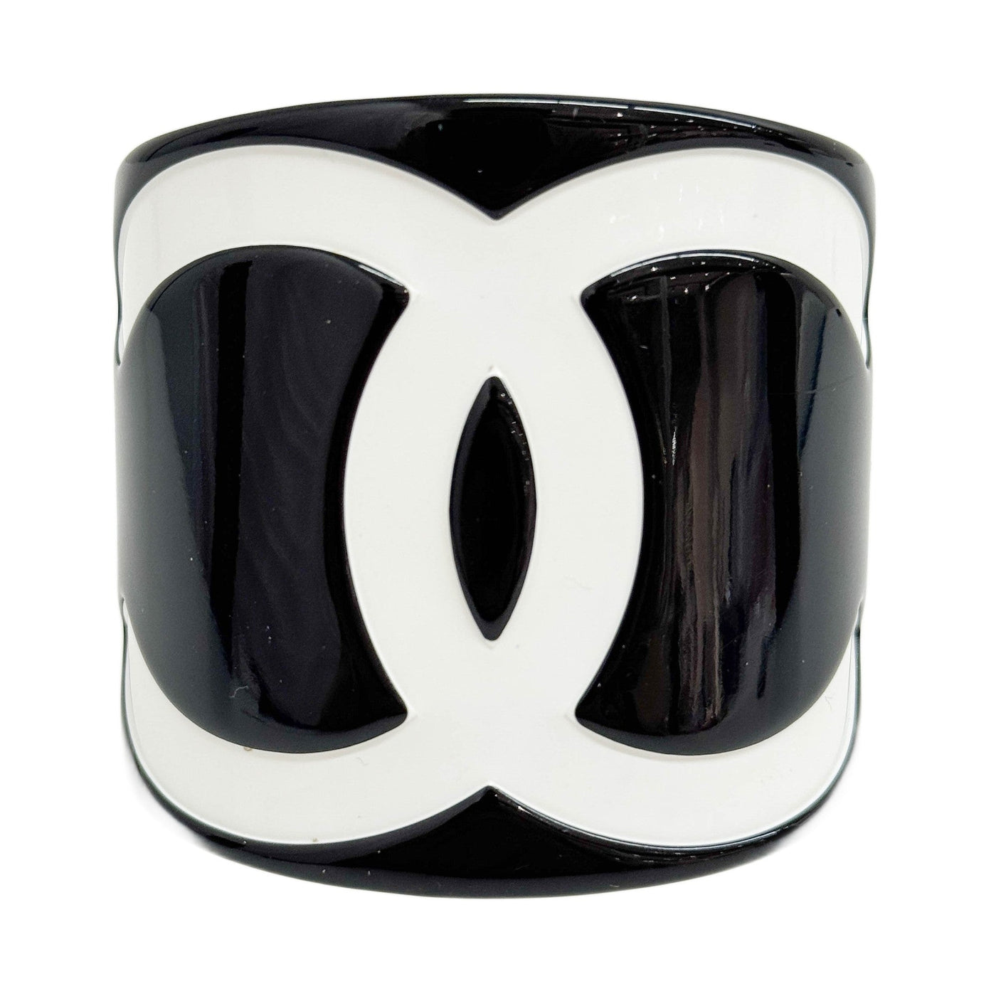 2001 Chanel Logo Black & White Plastic Bangle