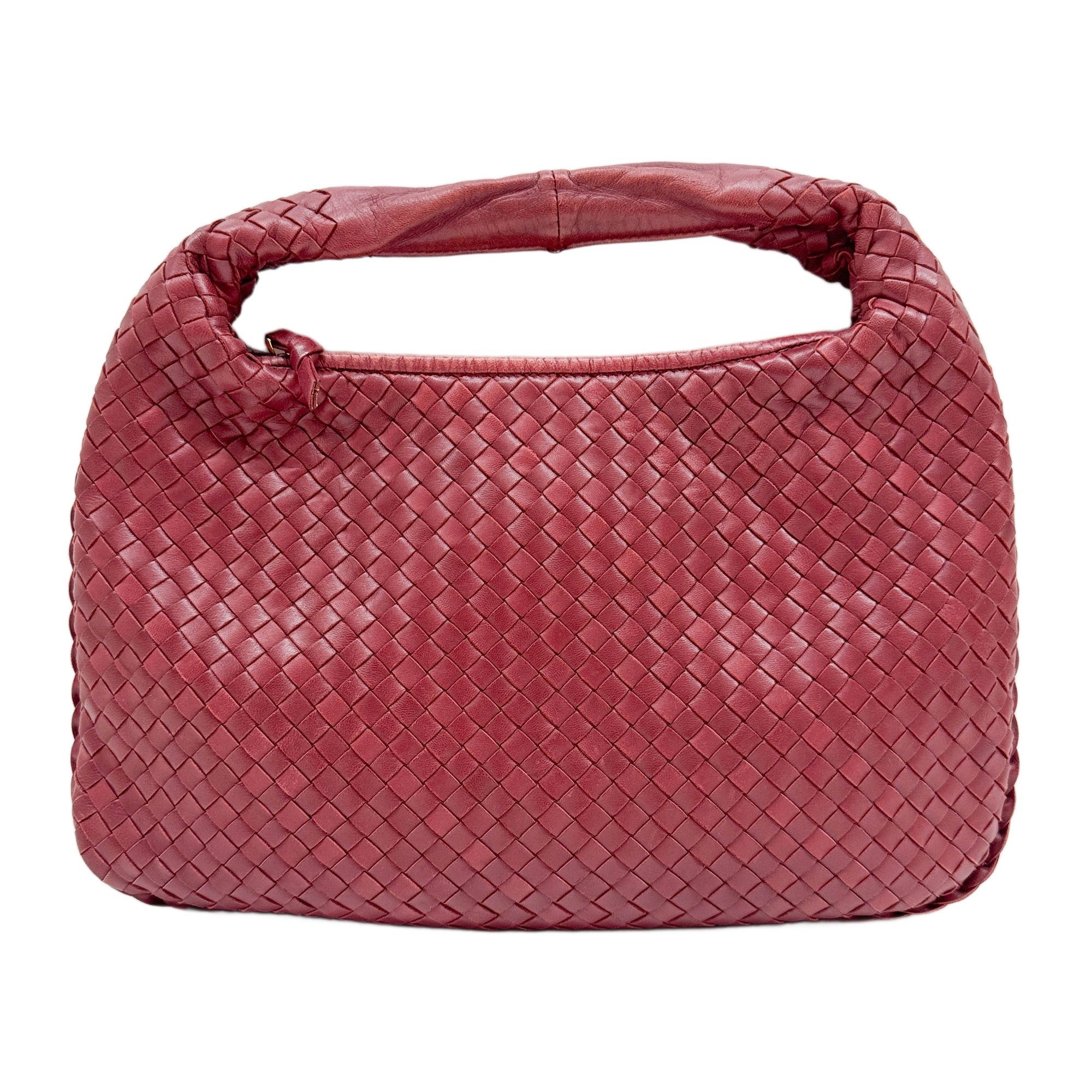 Intrecciato Red Leather Shoulder Bag