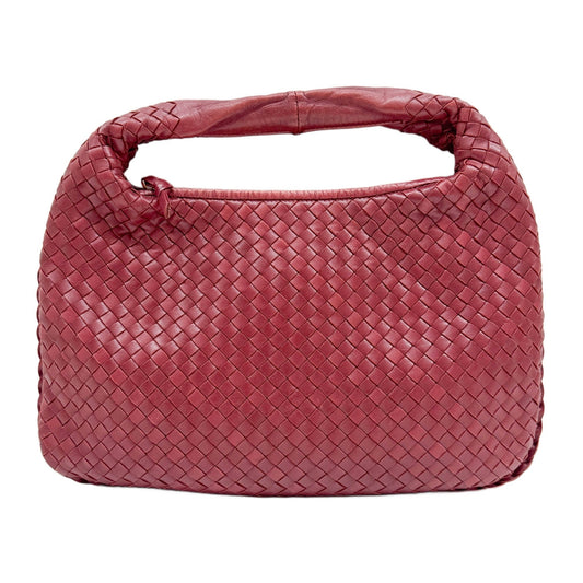 Intrecciato Red Leather Shoulder Bag
