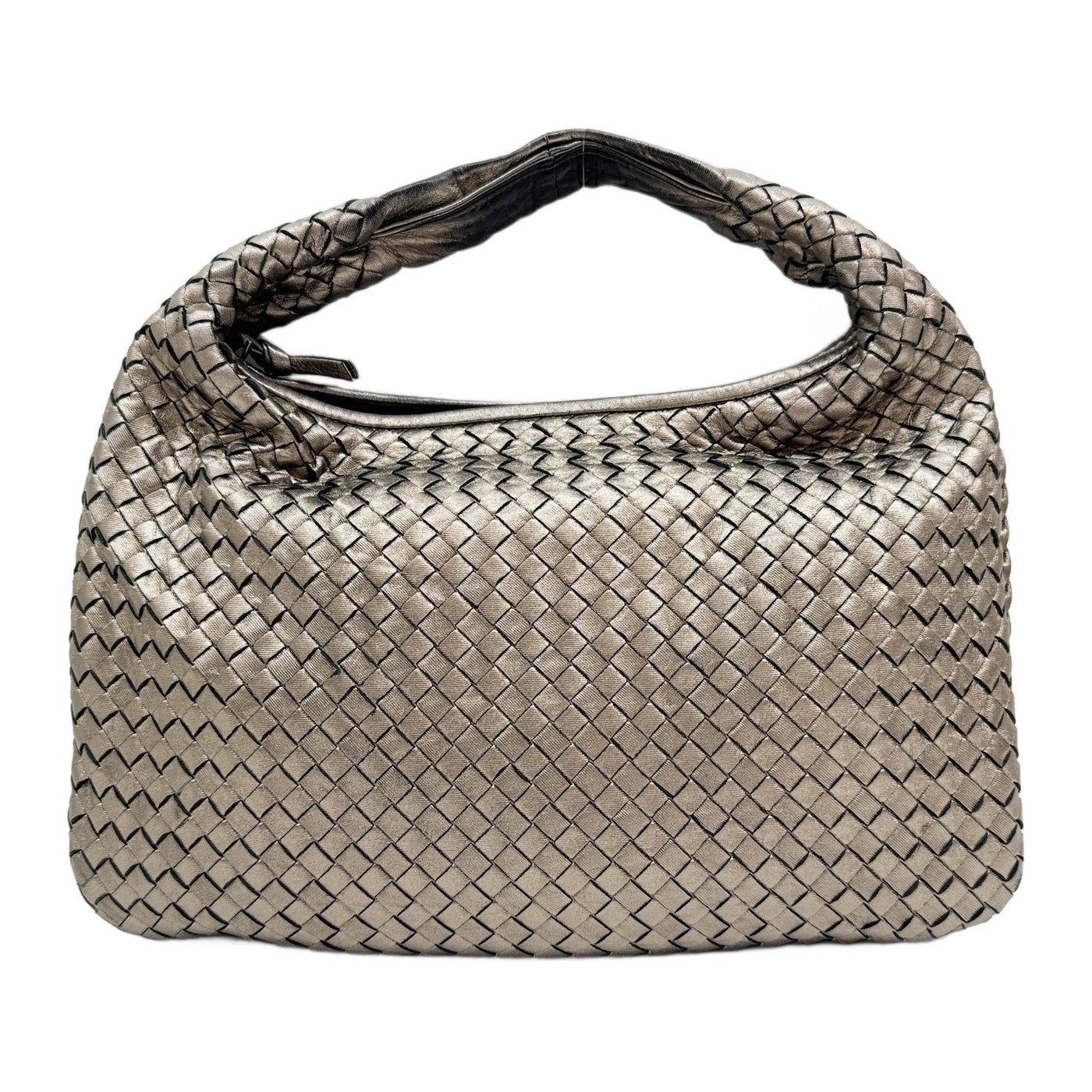 Veneta Intrecciato Gold Leather Hobo Bag