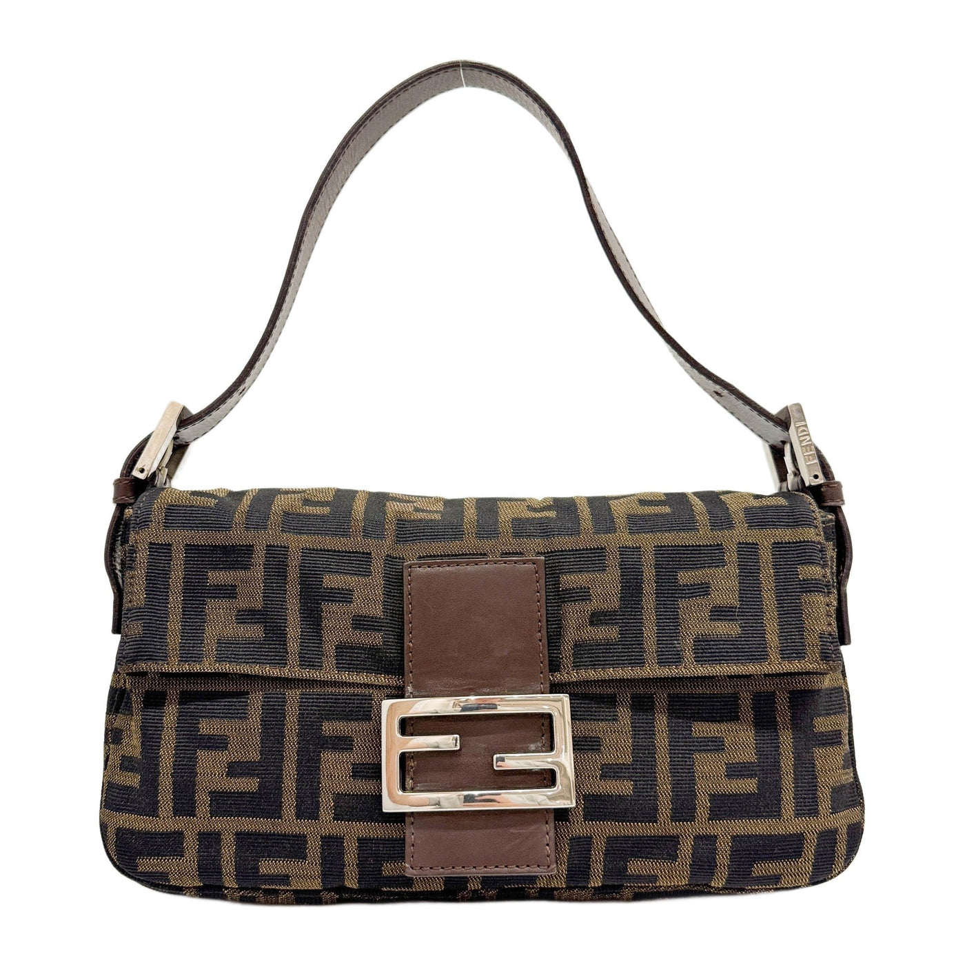 Baguette Brown Zucca Canvas Shoulder Bag