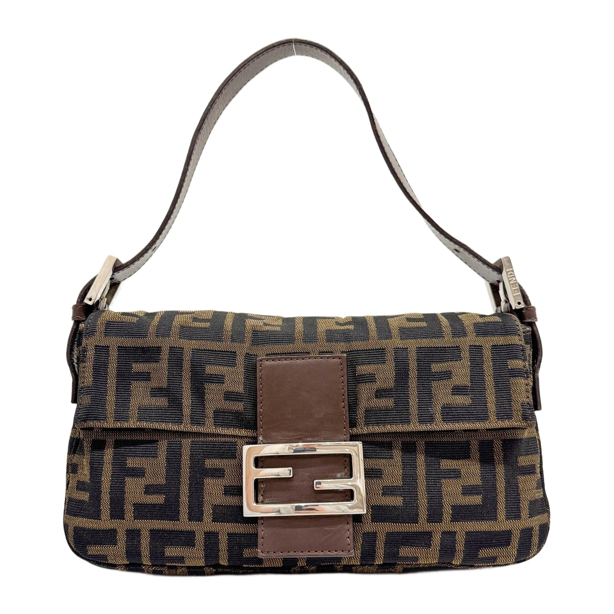 Baguette Brown Zucca Canvas Shoulder Bag