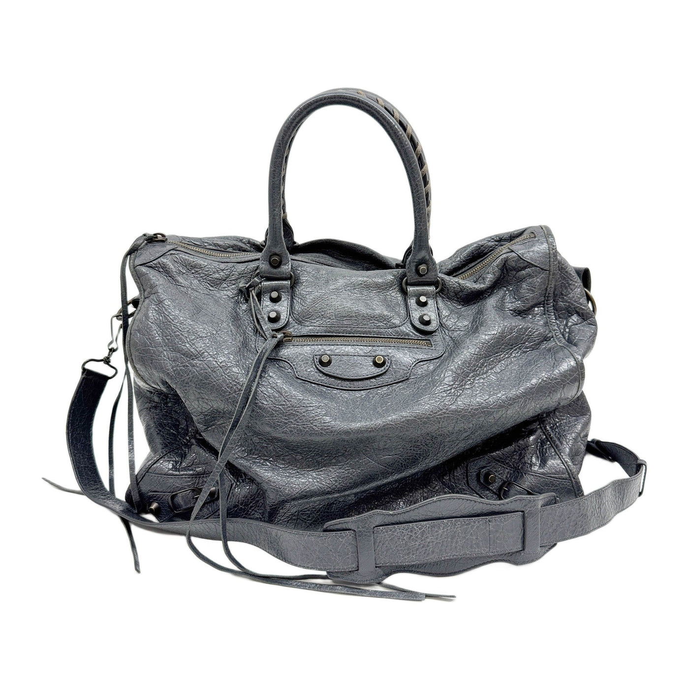 Papier Gray Leather Two Way Bag