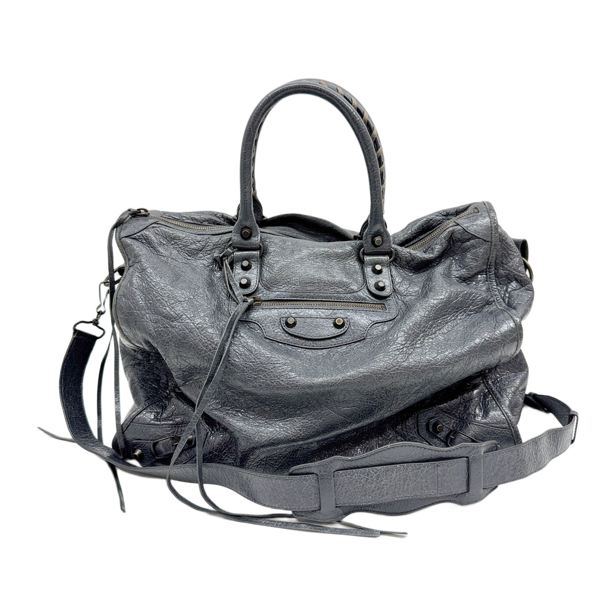 Papier Gray Leather Two Way Bag