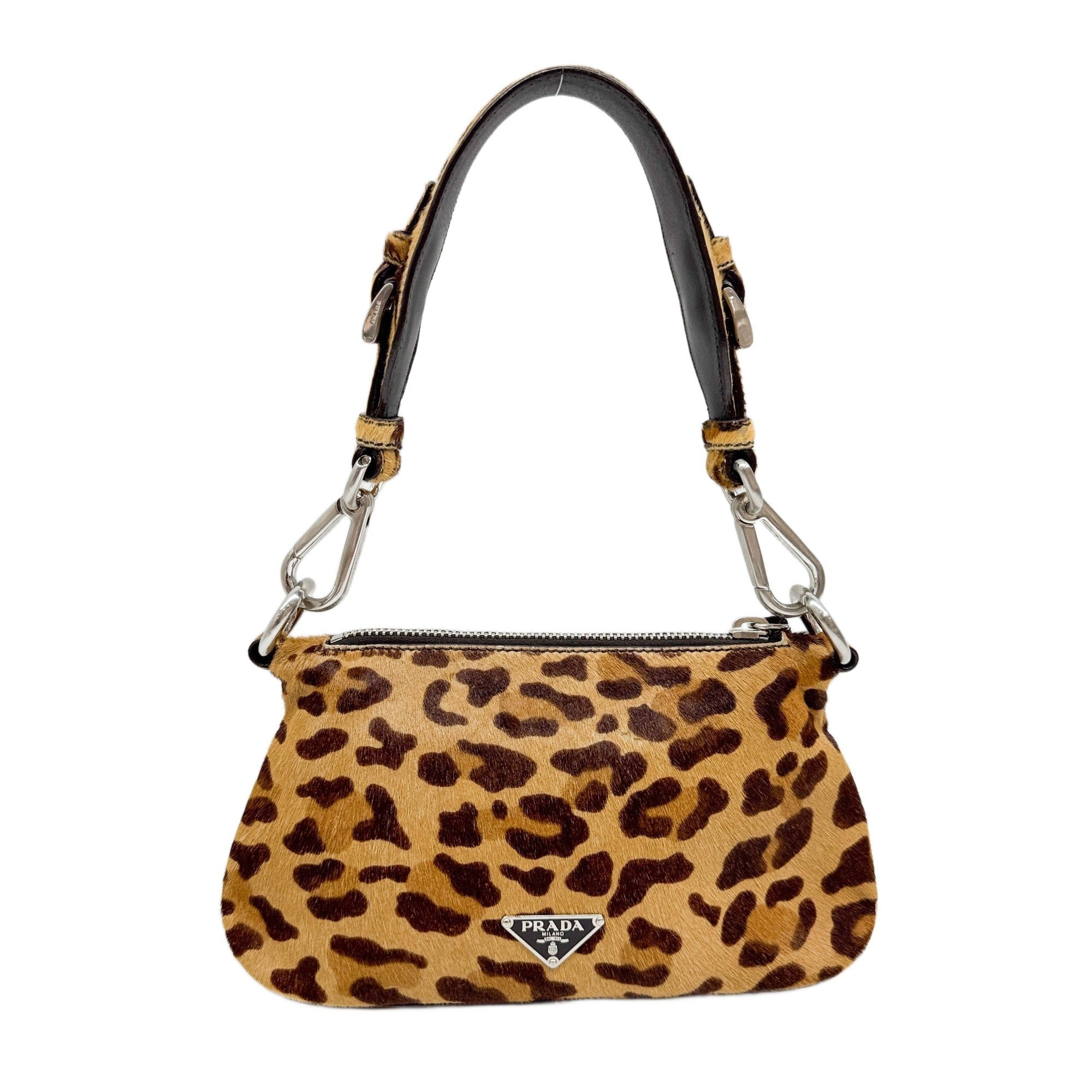 Brown Leopard Print Pony Hair Shoulder Bag