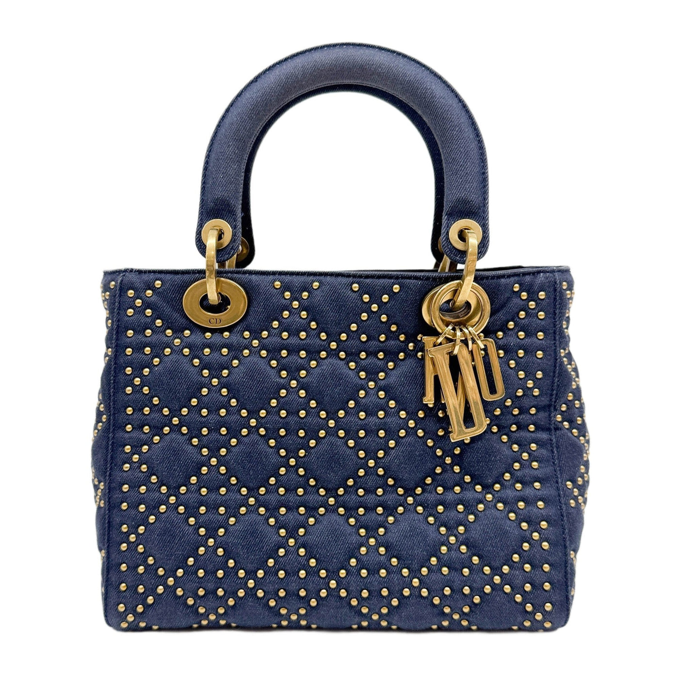 Medium Lady Dior Cannage  Blue Denim Two Way Bag