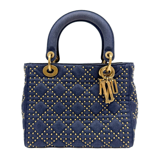 Medium Lady Dior Cannage  Blue Denim Two Way Bag